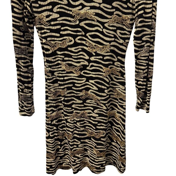 Joseph Ribkoff vintage Black & Gold Tiger Print Long Sleeve Turtleneck Dress Siz - Picture 3 of 12